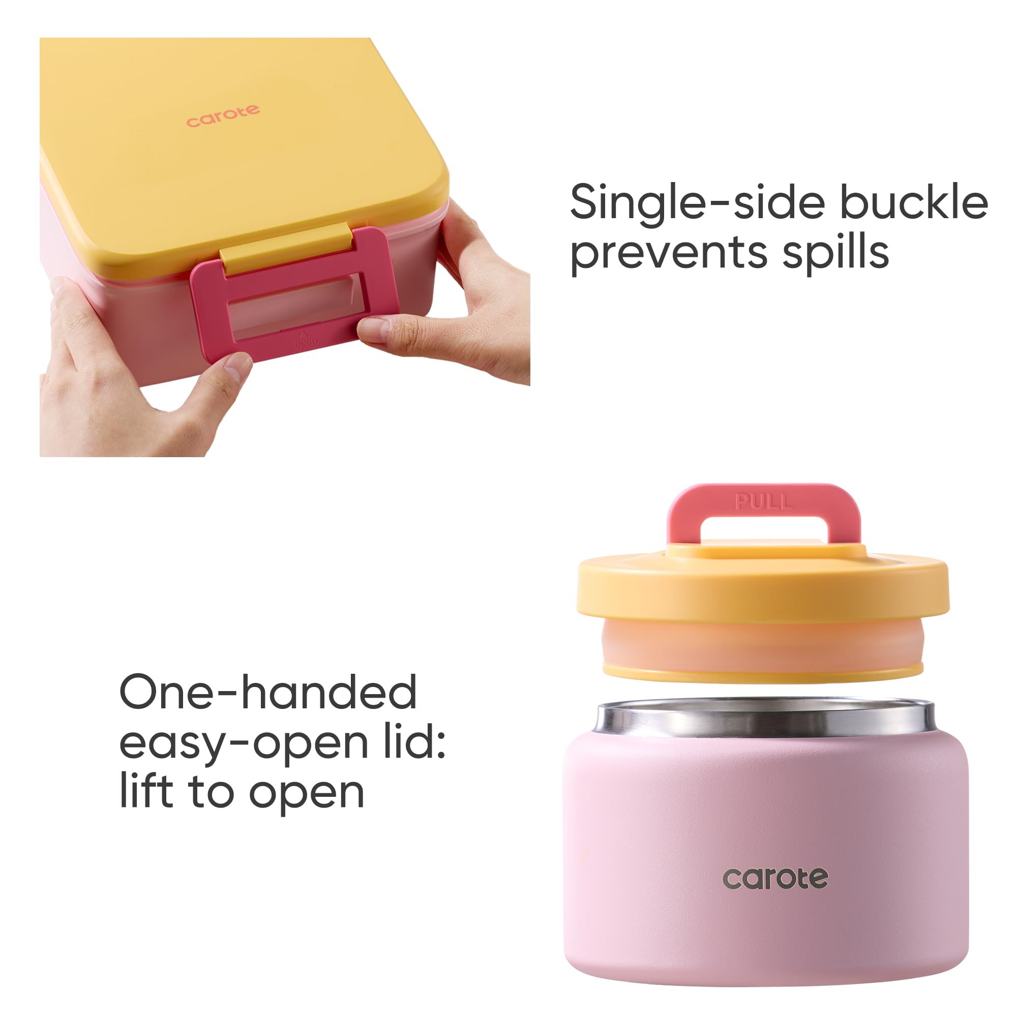 CAROTE leak-proof compartments prevent spills during transport