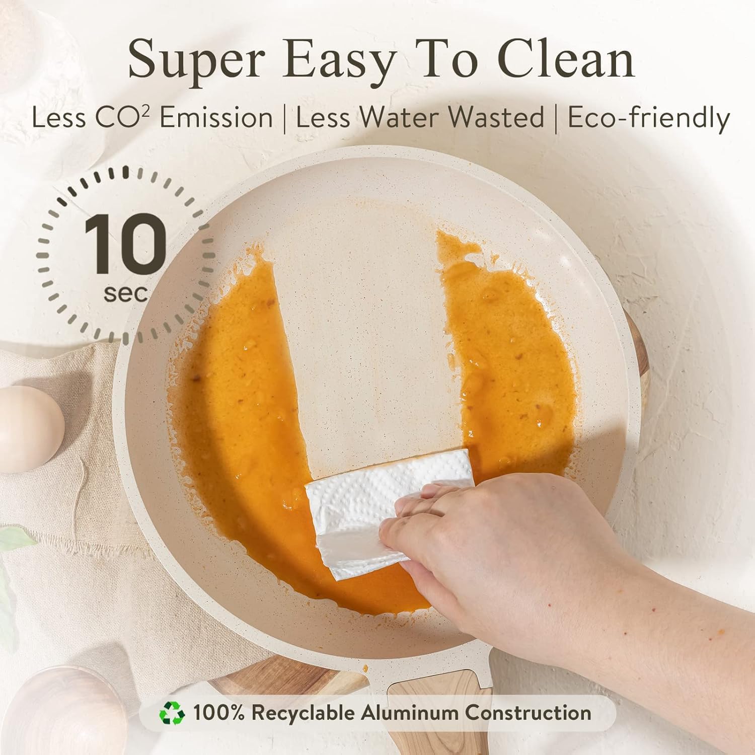 CAROTE lower-oil, low-smoke cooking demonstration illustrating healthier frying.