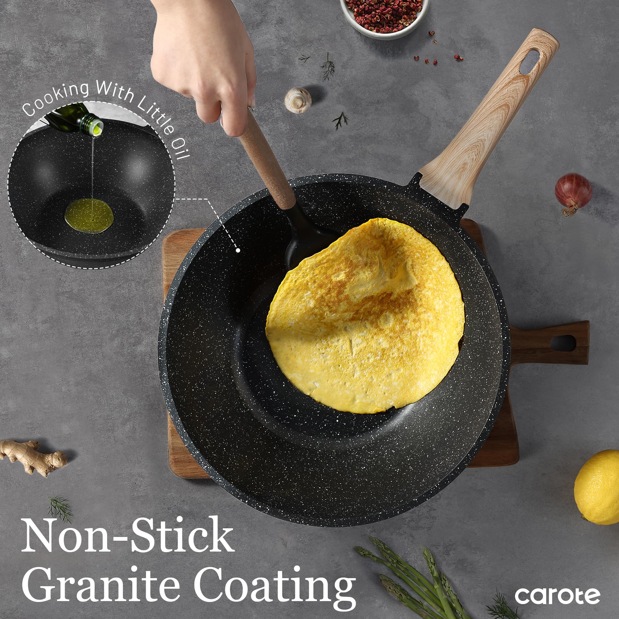 CAROTE wok with magnetic base delivers even heat for consistent stir-fries