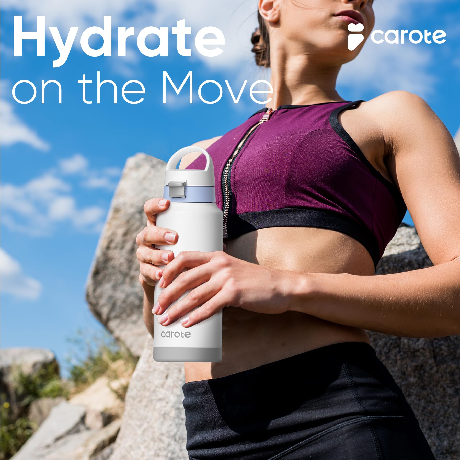CAROTE matte finish blue bottle with comfortable grip.