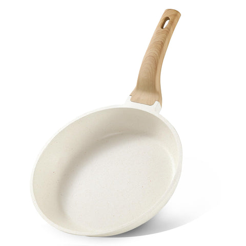 CAROTE 8-inch cream-white non-stick pan for quick omelets and frying.