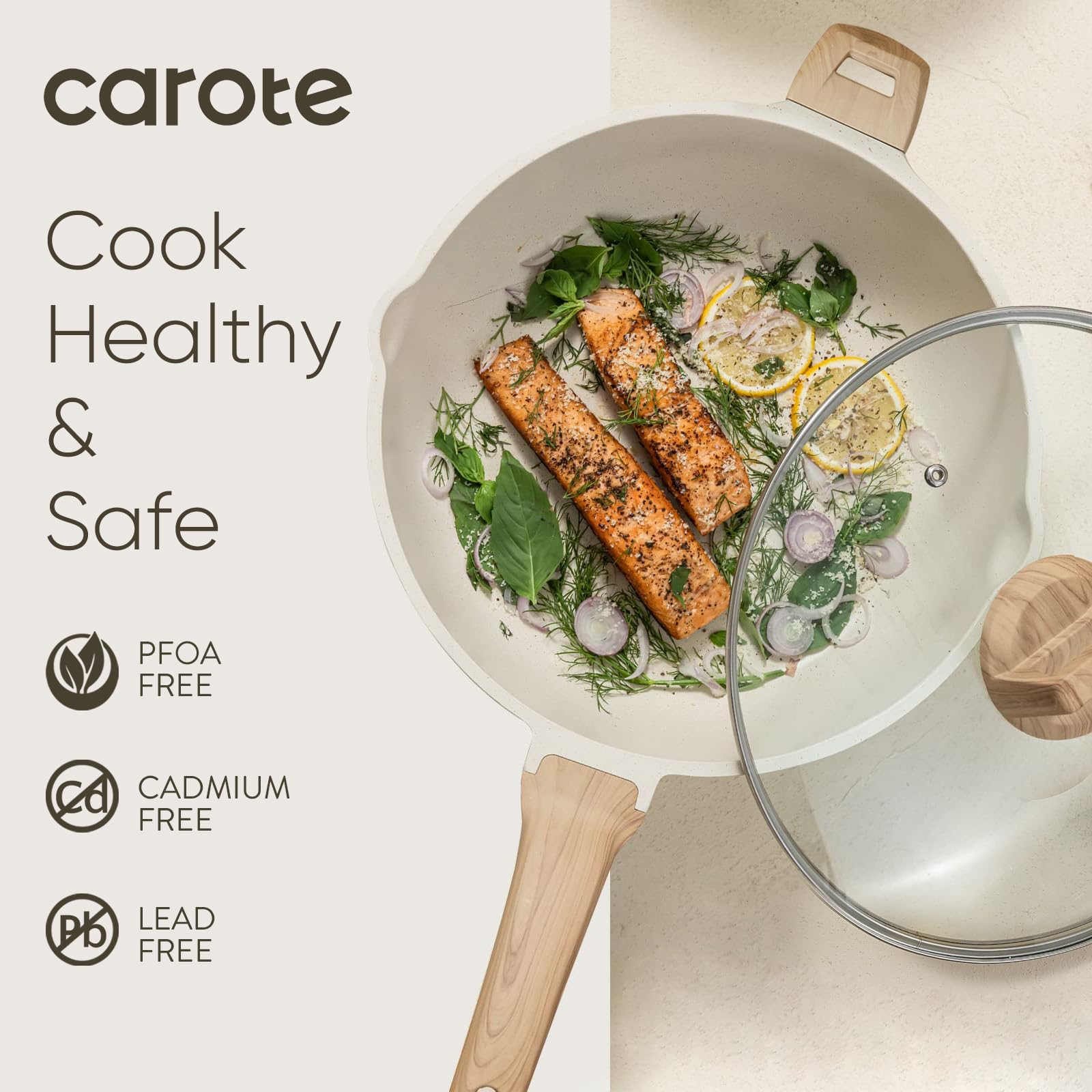 CAROTE nonstick surface for easy food release.