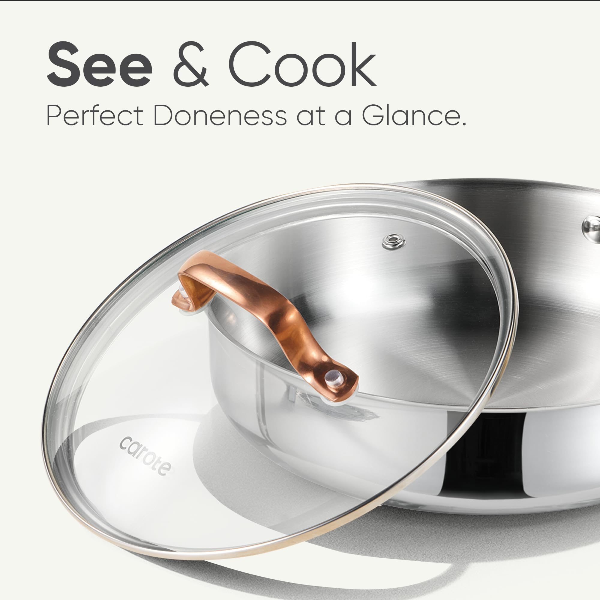 CAROTE polished surface resists sticking and cleans easily