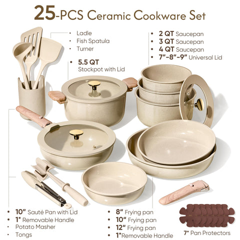 CAROTE removable handles on pots and pans offer compact storage.