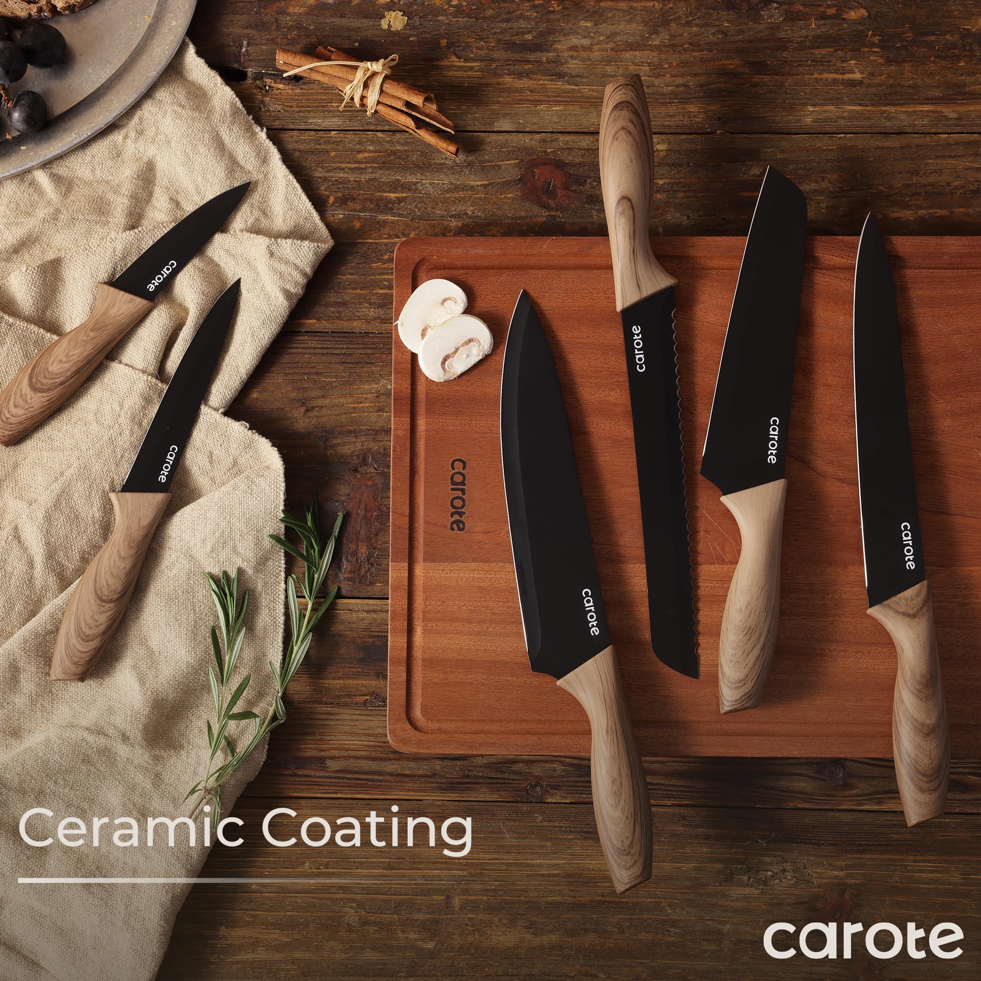 CAROTE rustproof design maintains shine and edge durability over time.