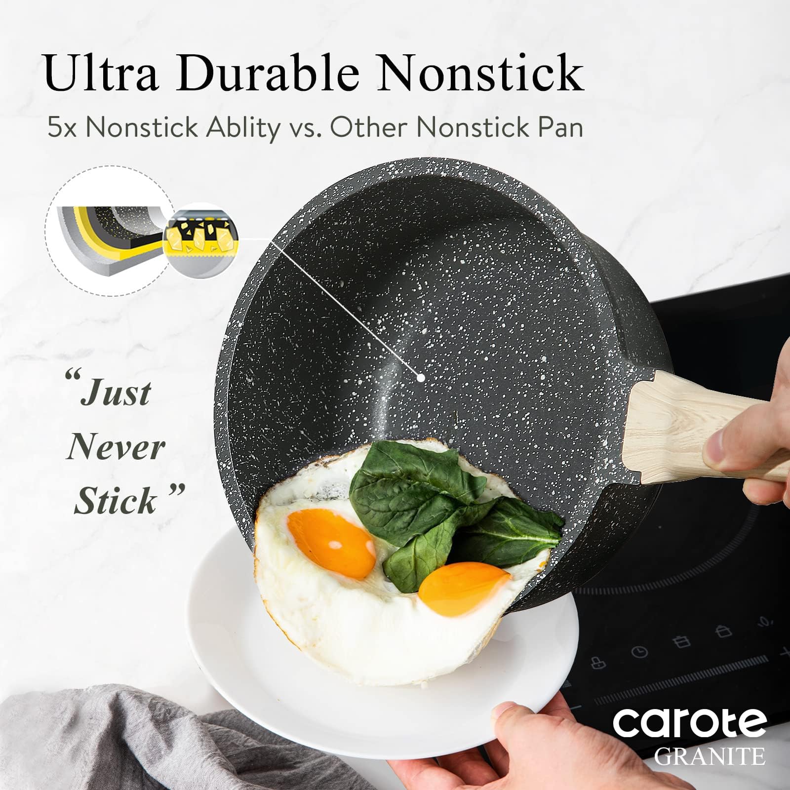 CAROTE pour-spout saucepan highlights precise pouring and mess-free serving.