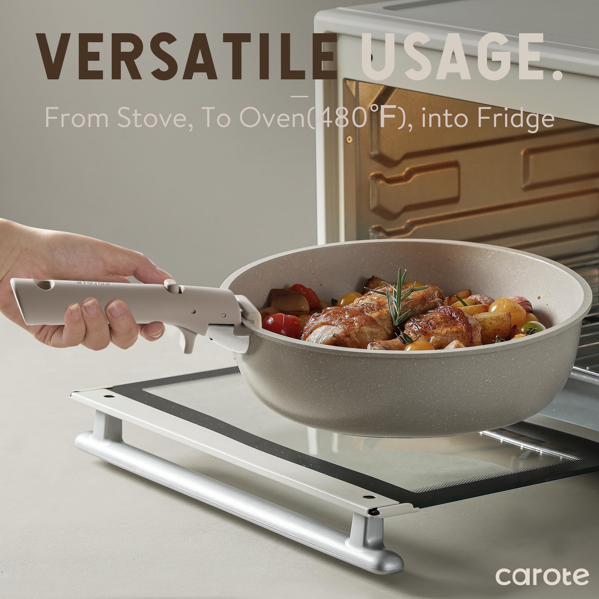 CAROTE 10-inch silicone lid for versatile top coverage.