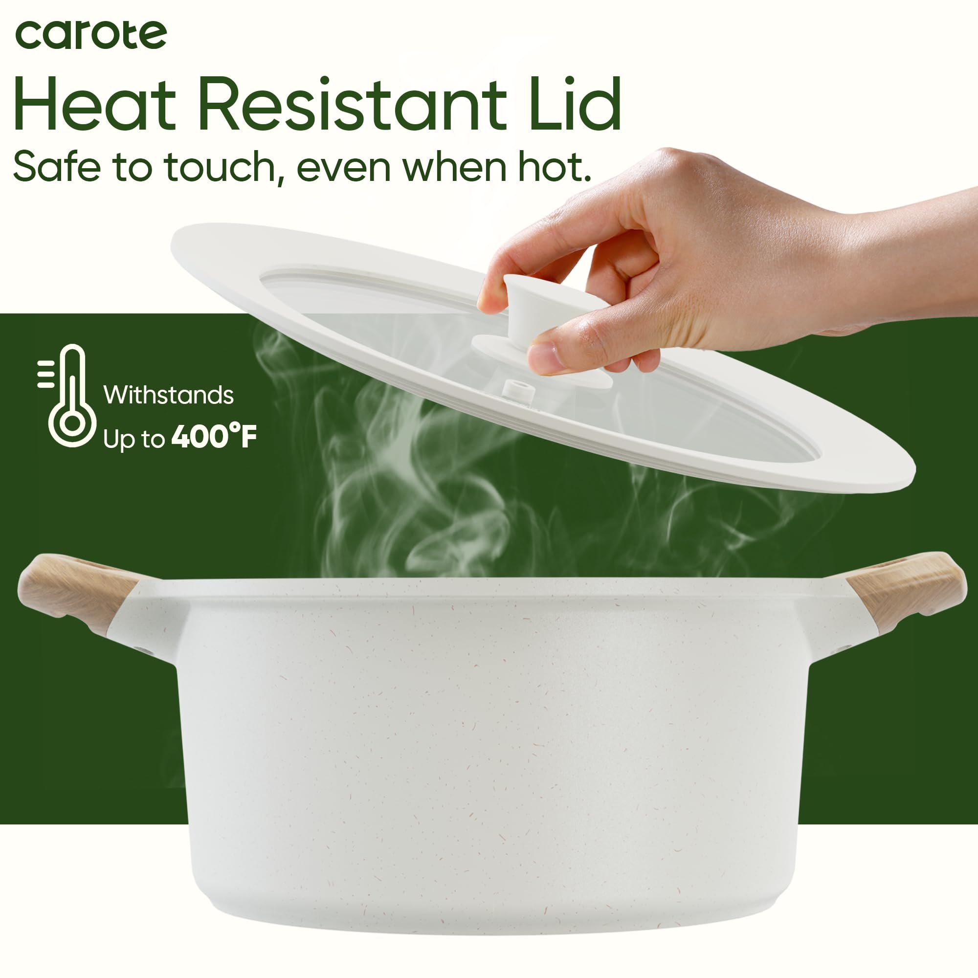 Carote lid is dishwasher-safe for easy cleaning.