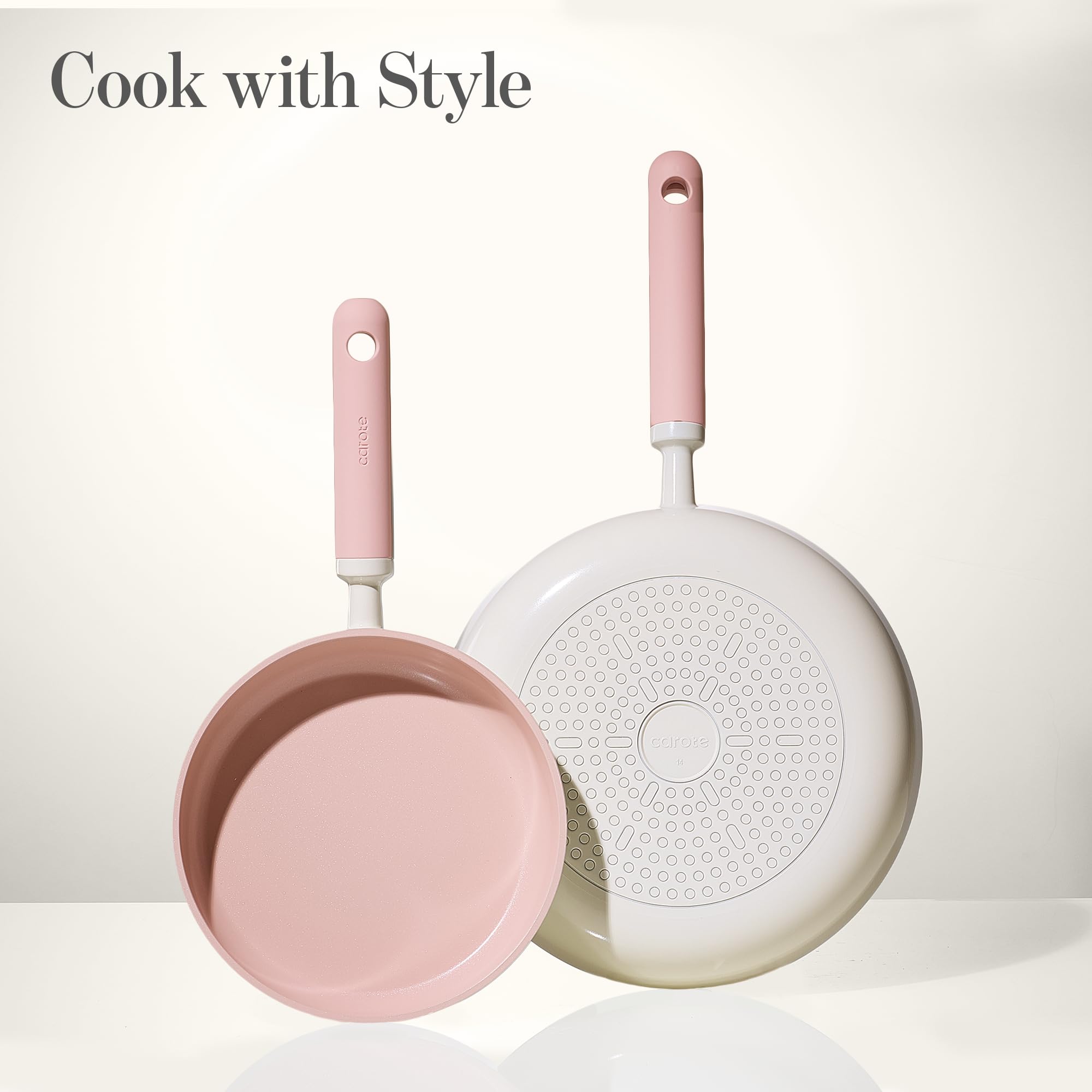 CAROTE silicone spatula included with pan set for convenient cooking