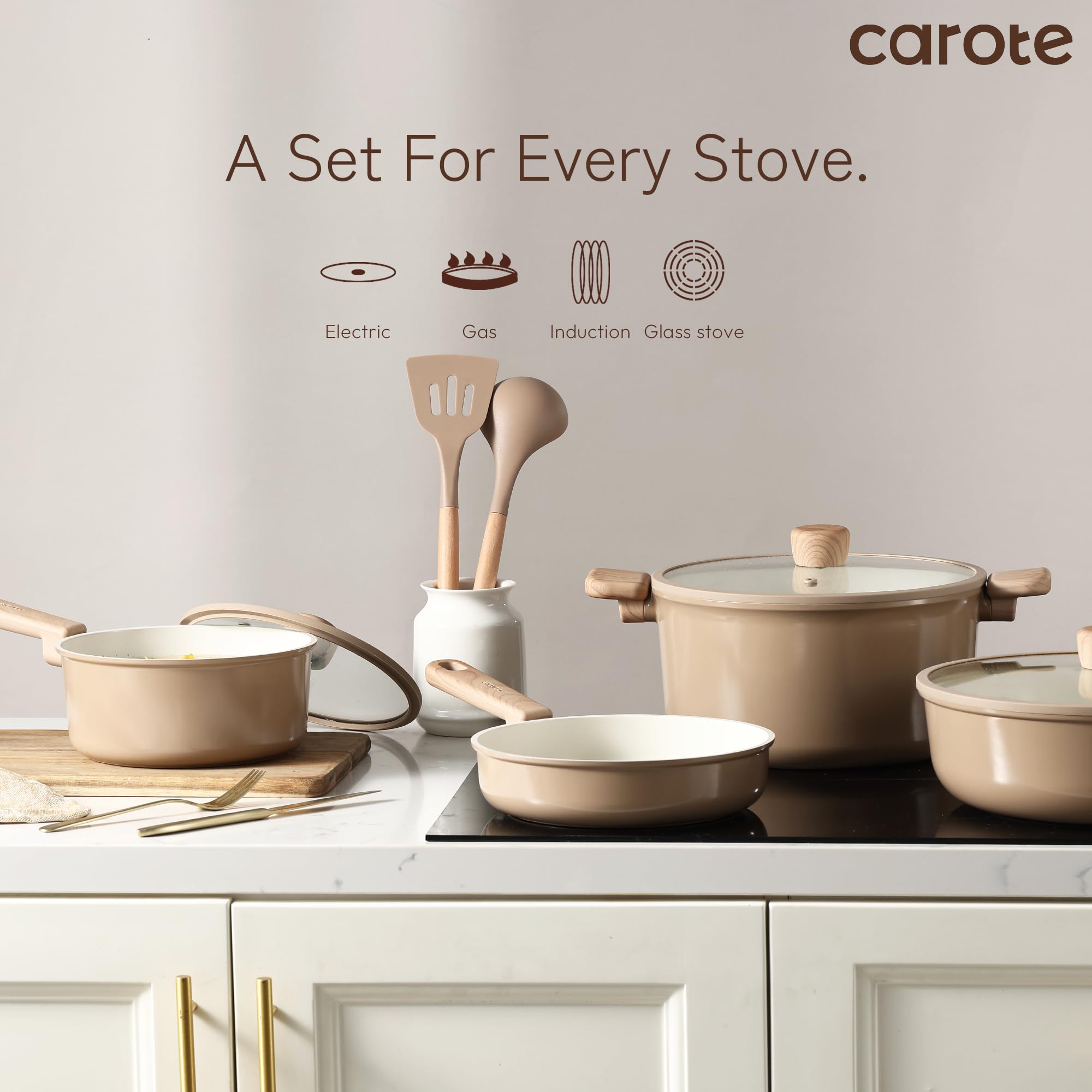 CAROTE slotted spatula—gentle flipping and quick wipe-clean