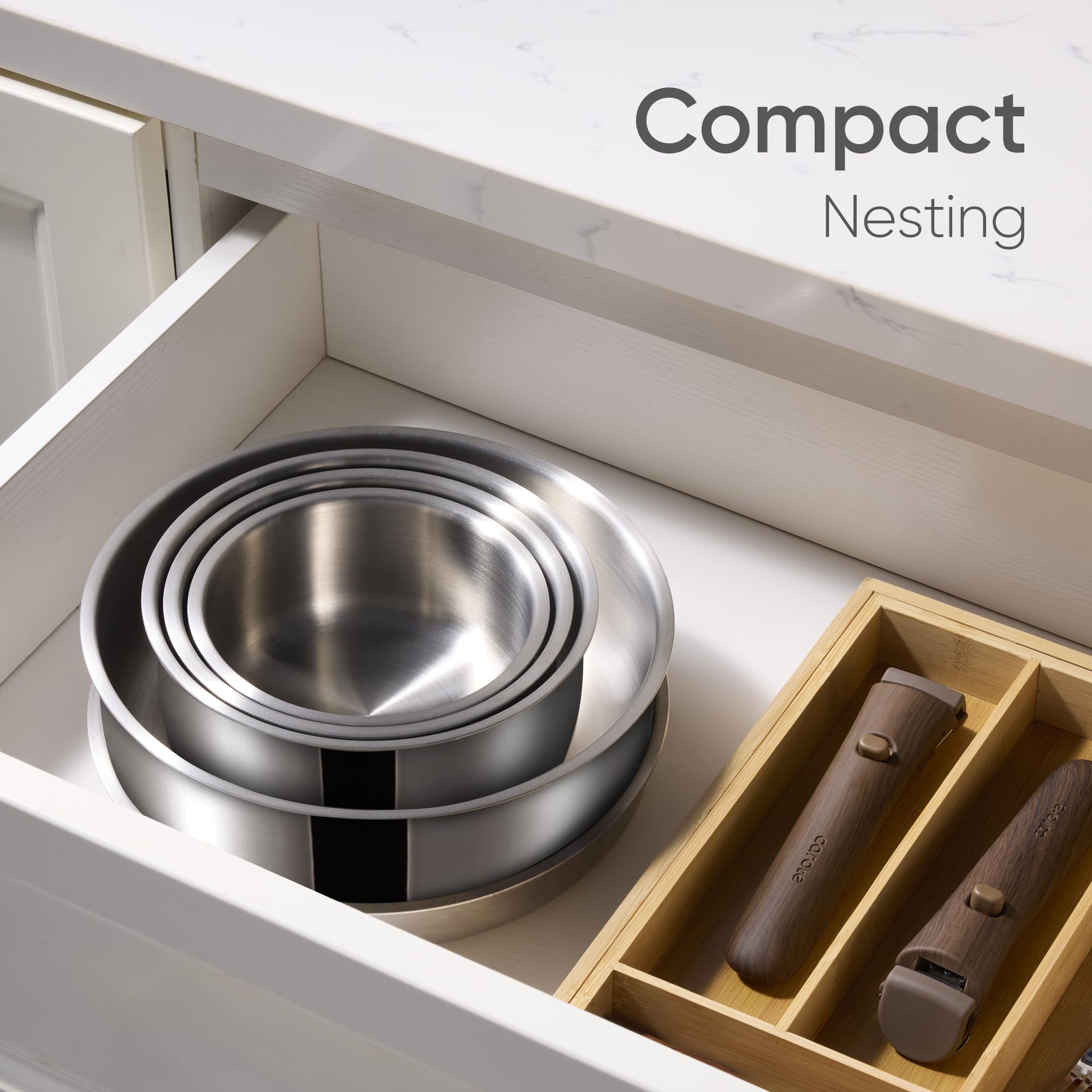 CAROTE stackable design helps maximize cabinet space in compact kitchens and RVs.