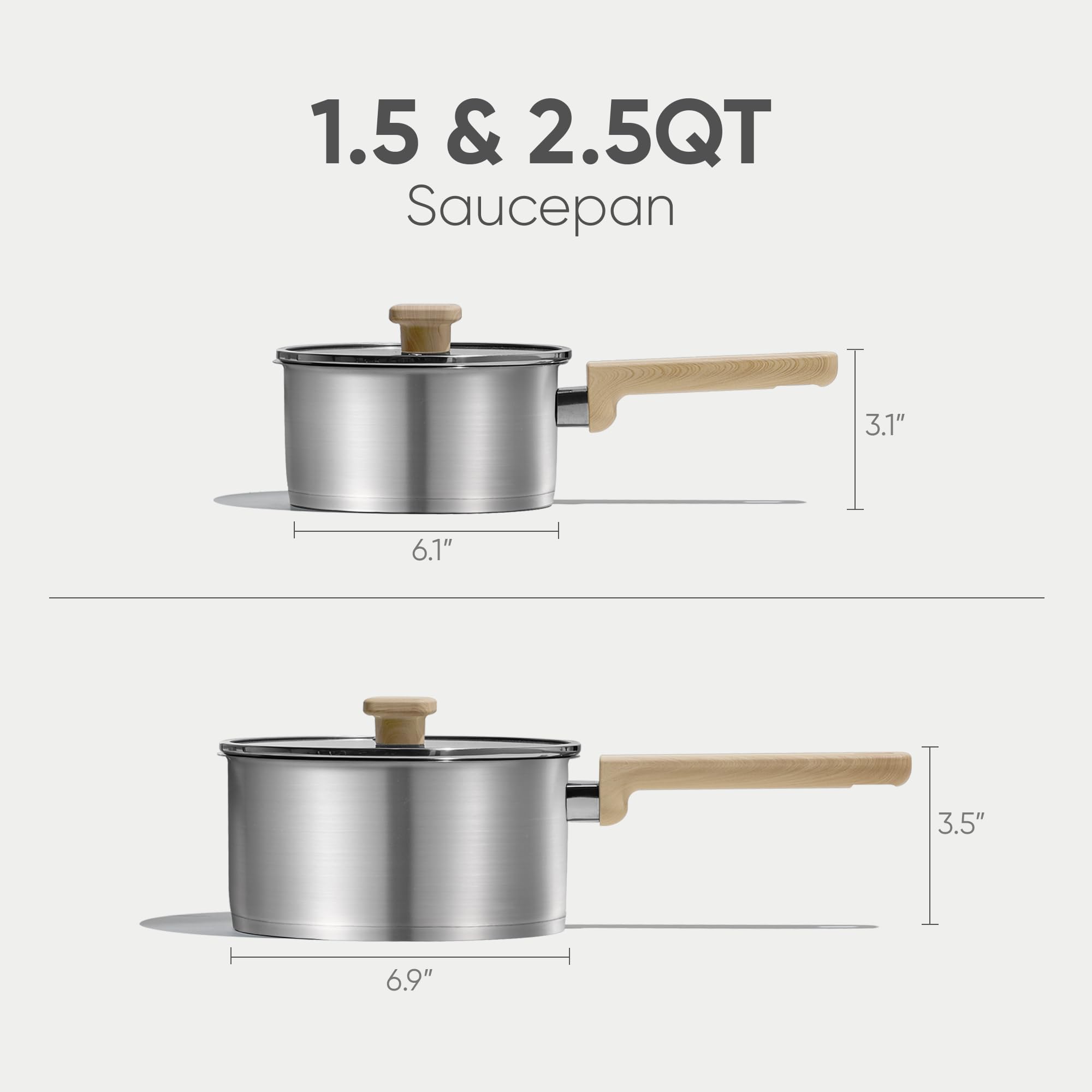 CAROTE stainless steel saucepan handle designed for a comfortable grip.