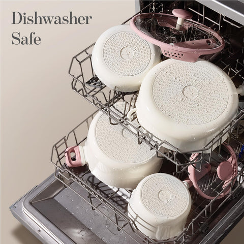 CAROTE stock pot on a rack, dishwasher-safe for easy cleanup