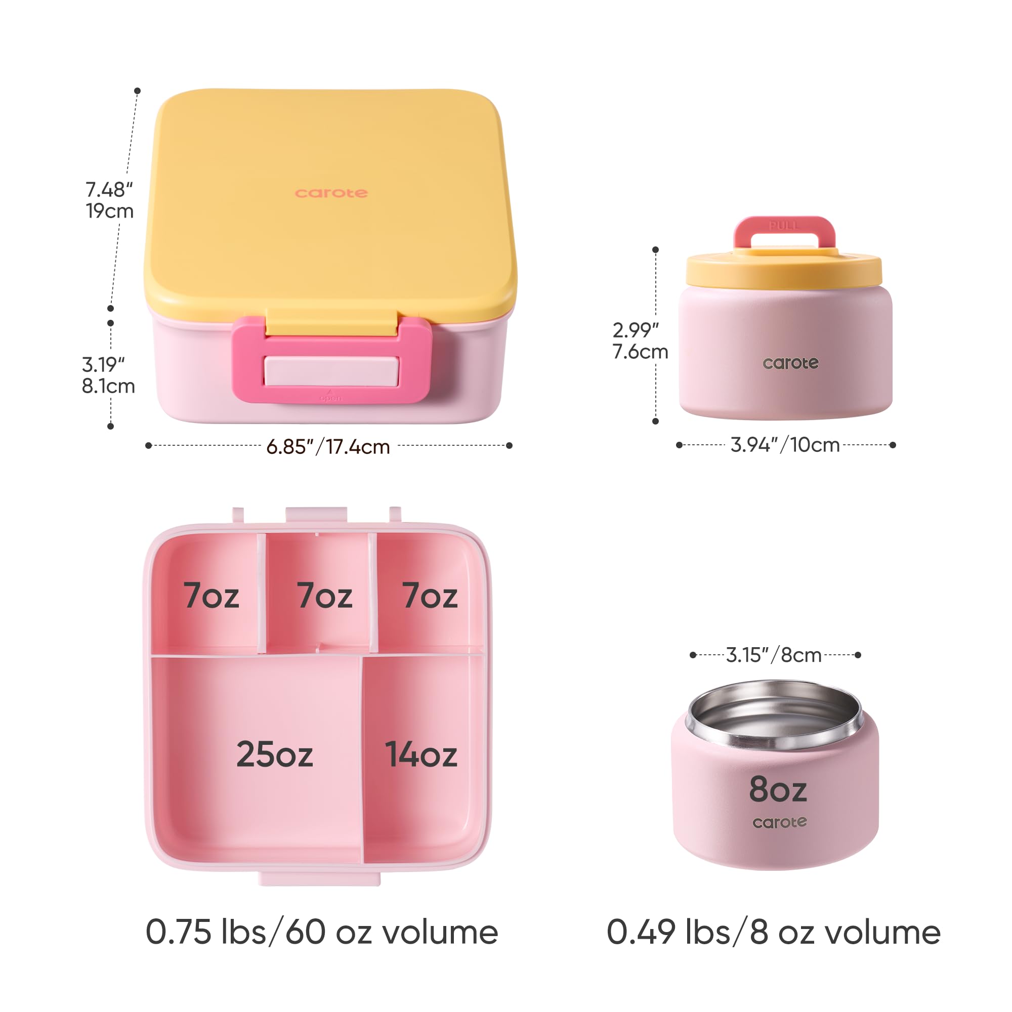 CAROTE 8oz thermos keeps hot food warm for school lunches