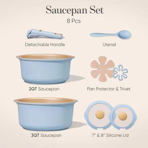 CAROTE titanium nonstick 3qt sauce pan with pour spout for easy sauce transfer