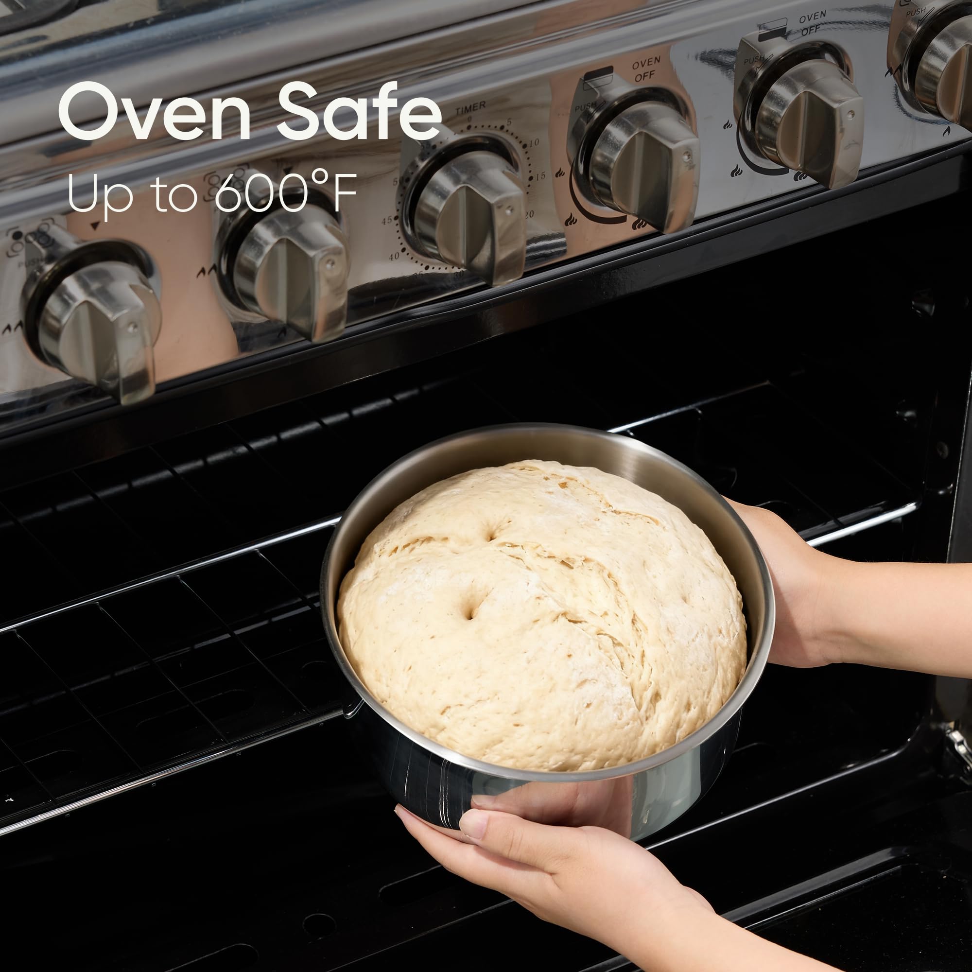 CAROTE tri-ply base ensures even heating for roasts and bakes across the set.