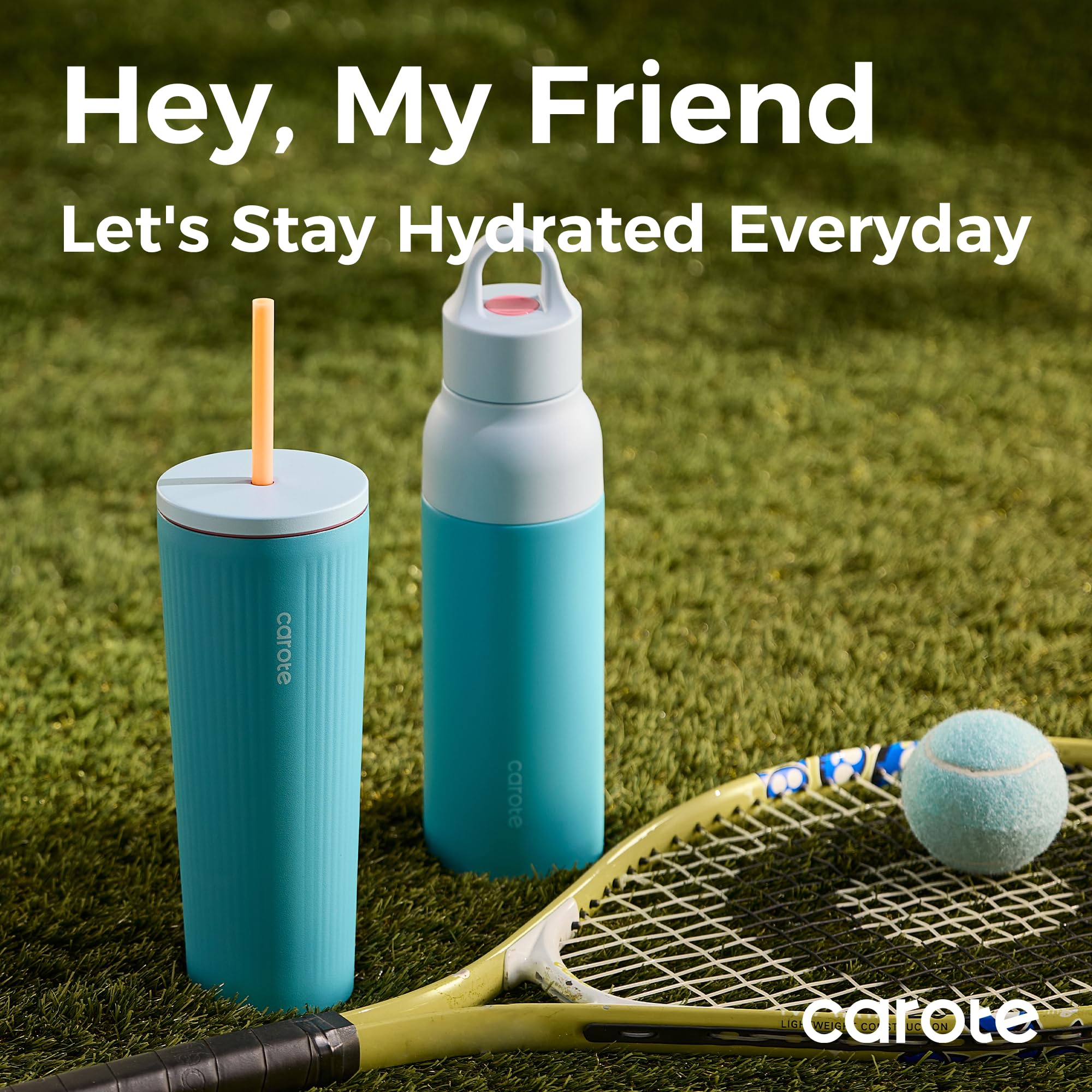 CAROTE tumbler with straw for convenient on-the-go hydration