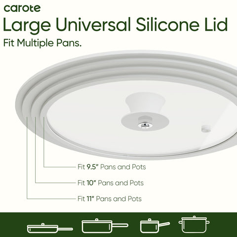 Carote universal silicone lid for 9-11 inch pots, fits large cookware.