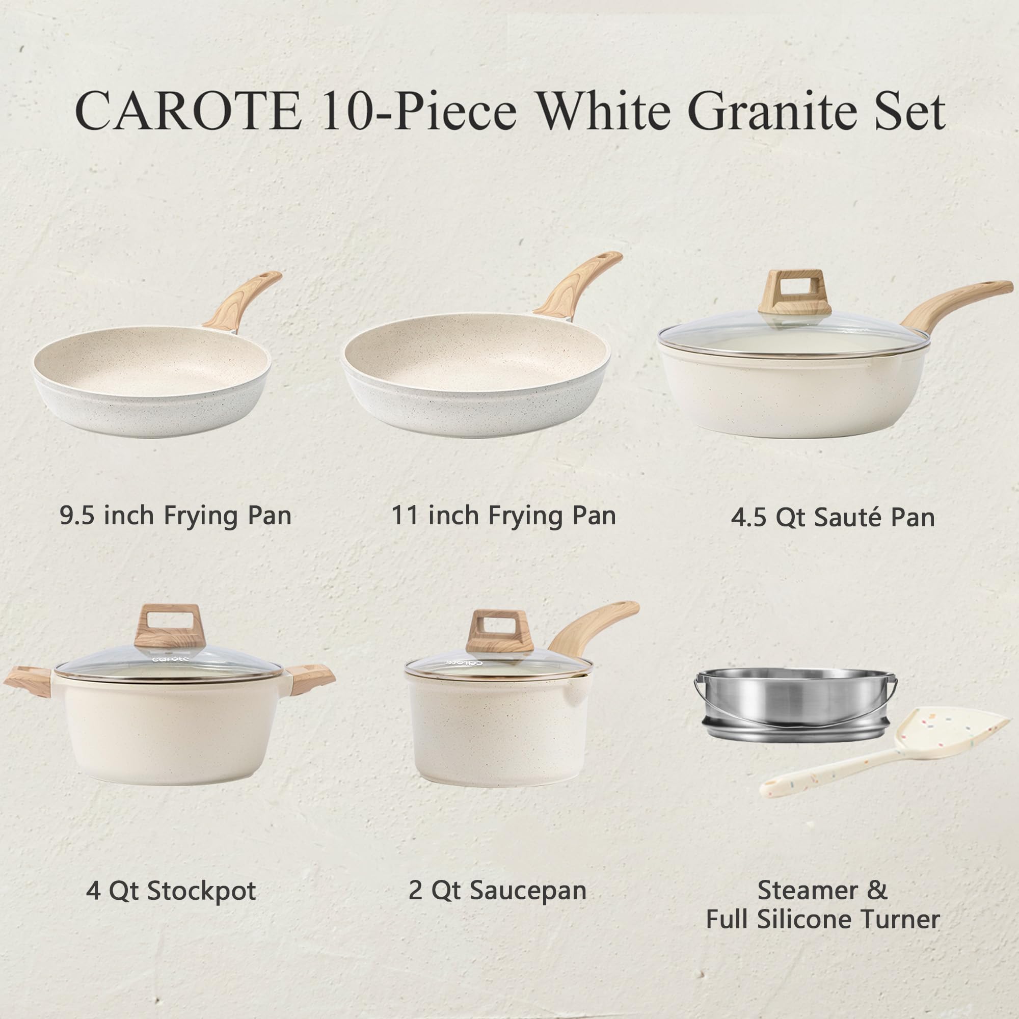 CAROTE 11-inch fry pan with even heat for searing and sautéing.