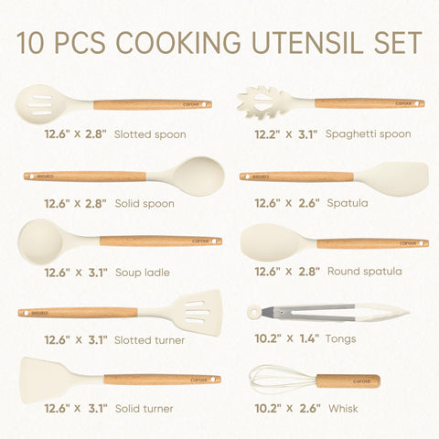 CAROTE wood-handle spatula in cream with comfortable grip.