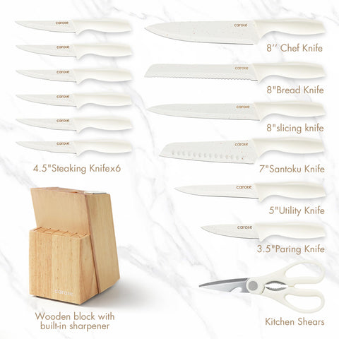 CAROTE wooden knife block provides safe, stylish storage on the counter