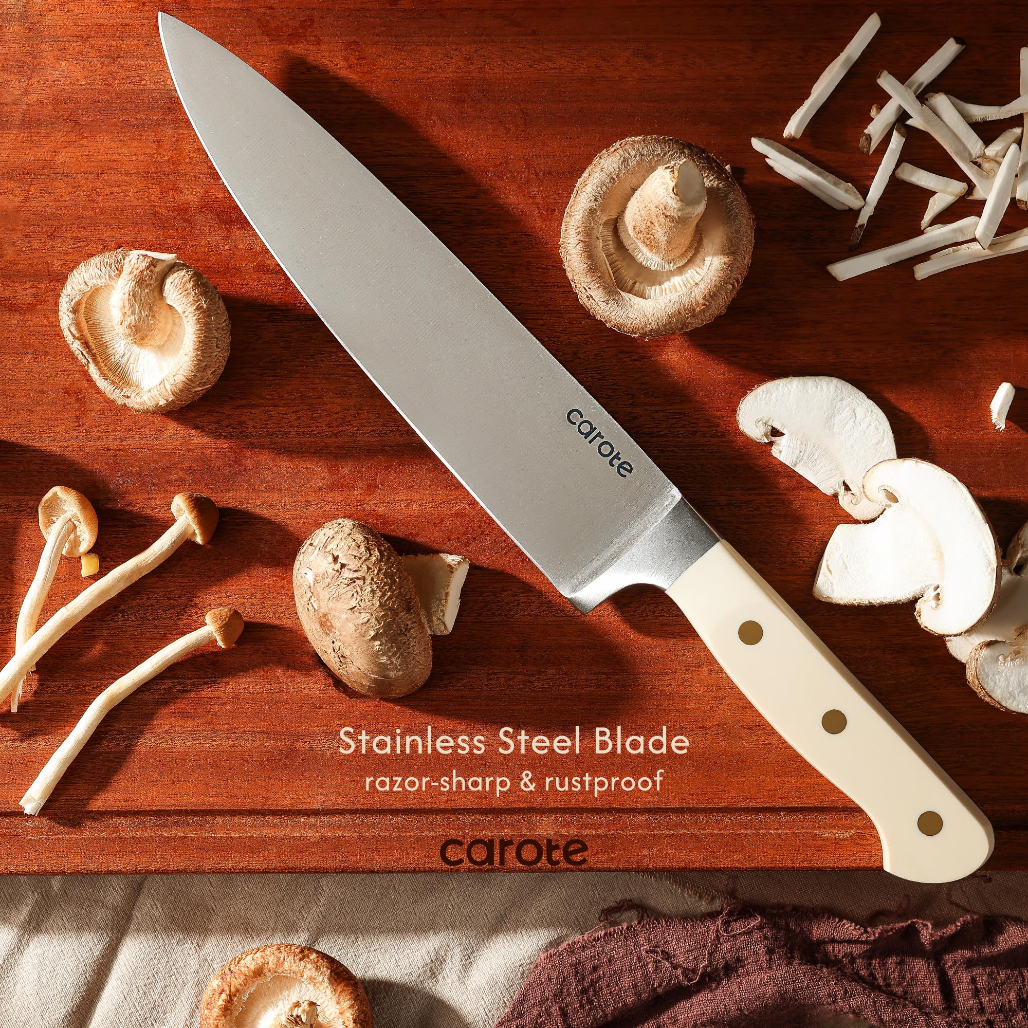 CAROTE wooden magnetic block with nonslip feet keeps knives steady