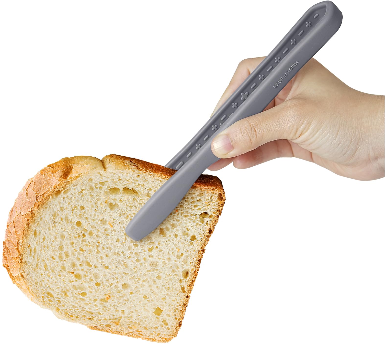 Carrotez mini silicone toaster tongs with anti-slip grip for stable handling.