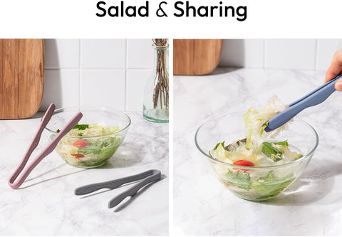 Carrotez mini silicone toaster tongs are dishwasher-safe for easy cleaning.