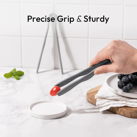 Carrotez heat-resistant mini tongs withstand high heat for versatile tasks.