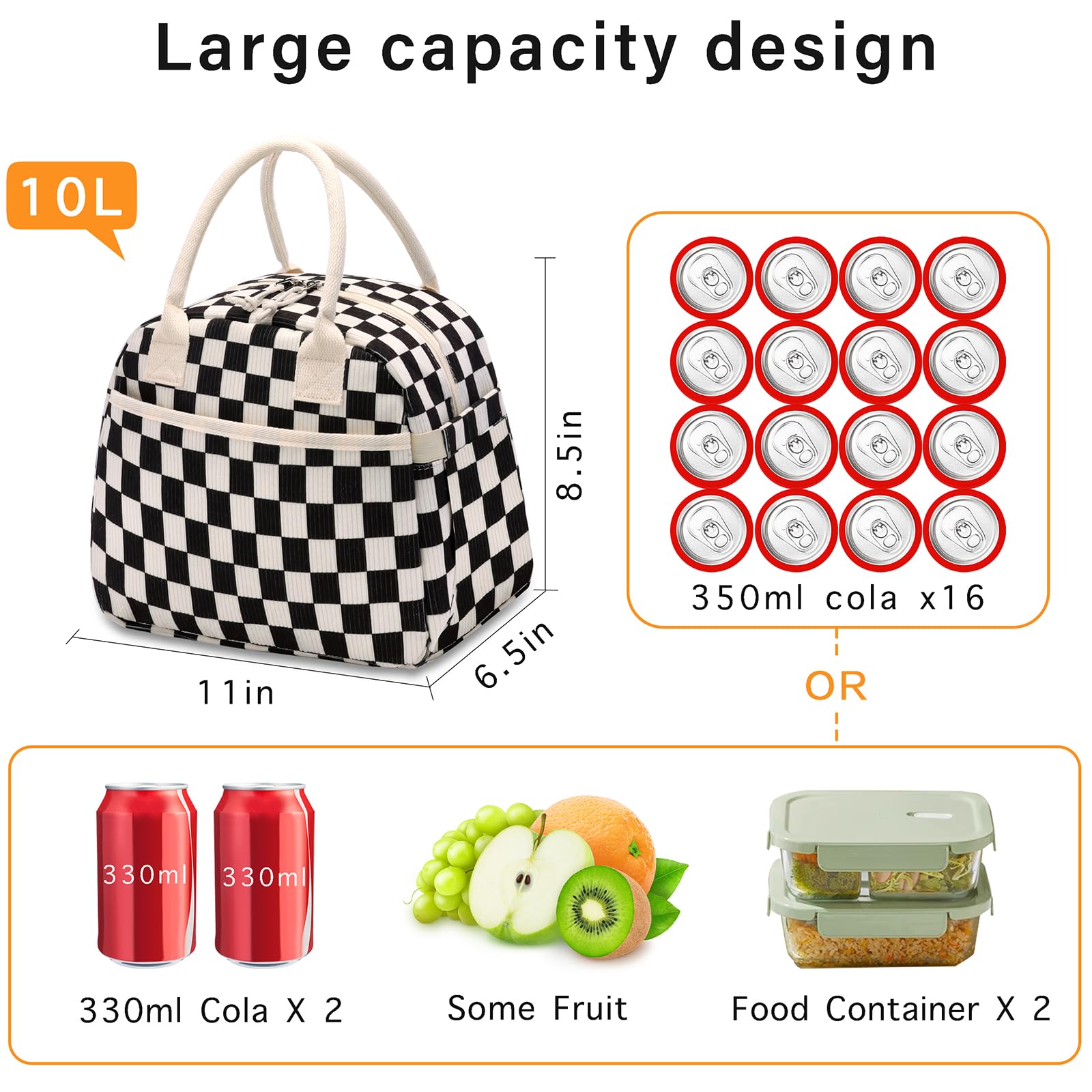 Carry Bloom checkered-lunch-bag highlighting stylish daily use and portability