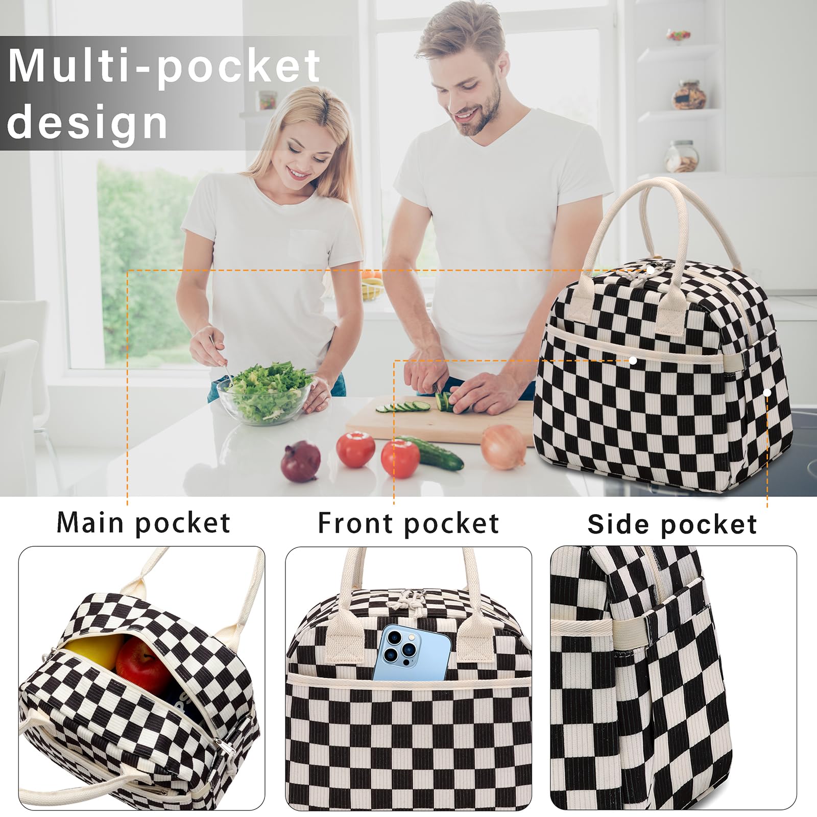 Carry Bloom front-pocket-zipper for quick access to cutlery and snacks