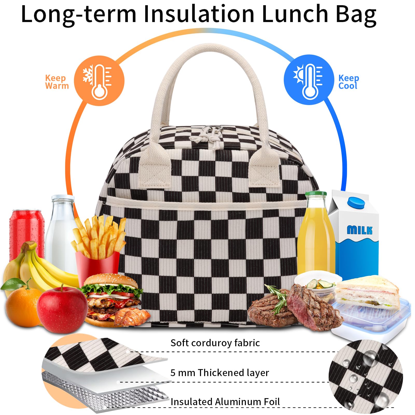 Carry Bloom large-capacity design fits containers, sandwiches, fruit and snacks