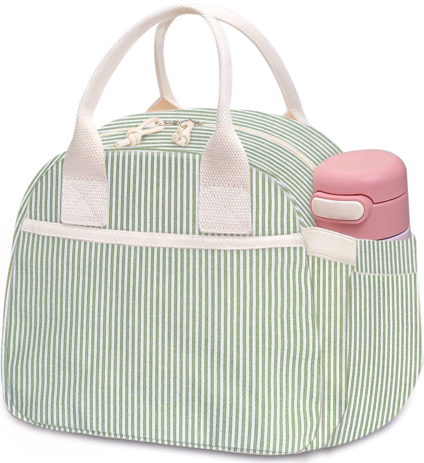 Carry bloom corduroy lunch bag with front pocket for utensils and easy meal prep.