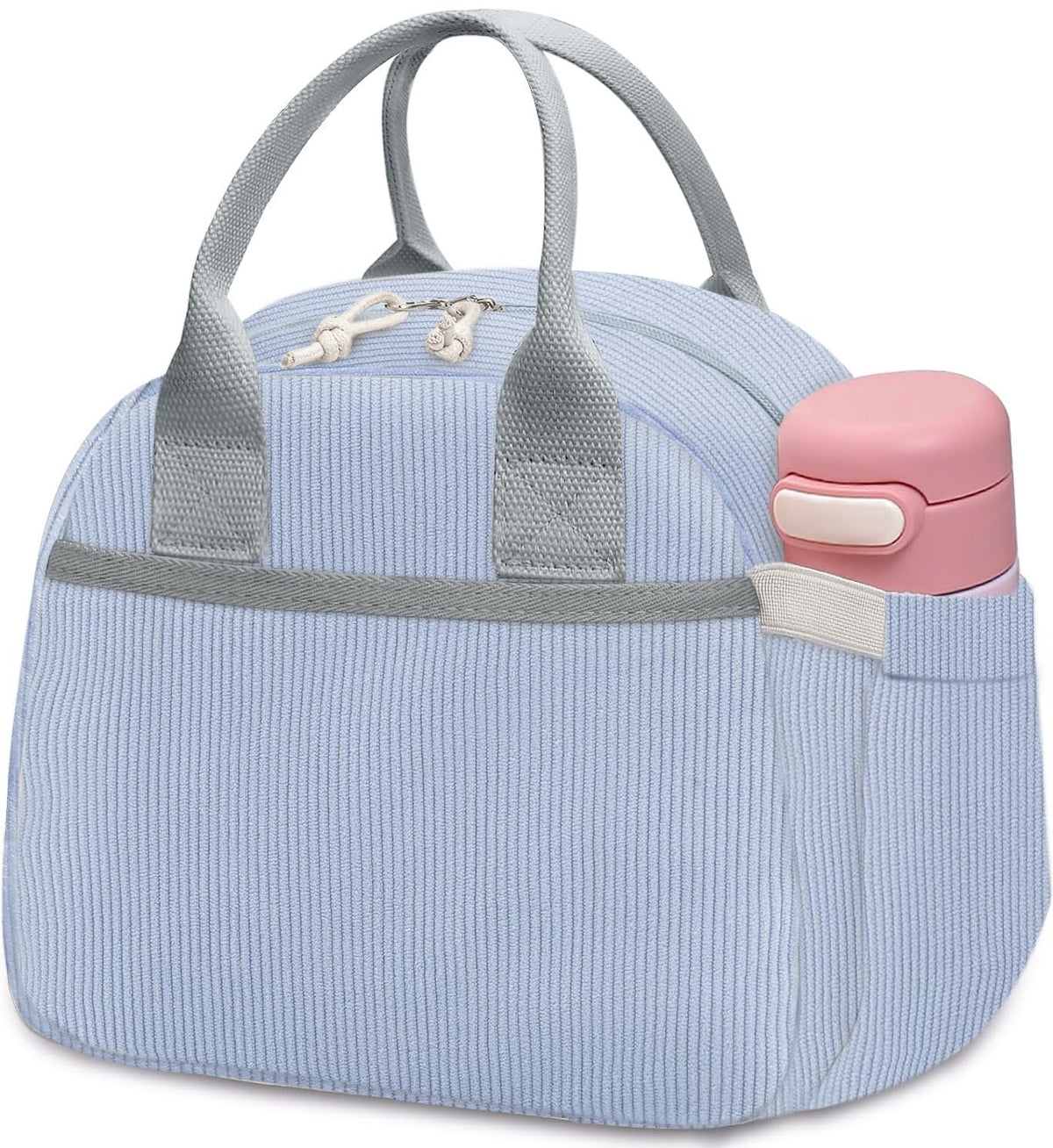 Carry bloom lunch bag with corduroy texture for durable everyday style.