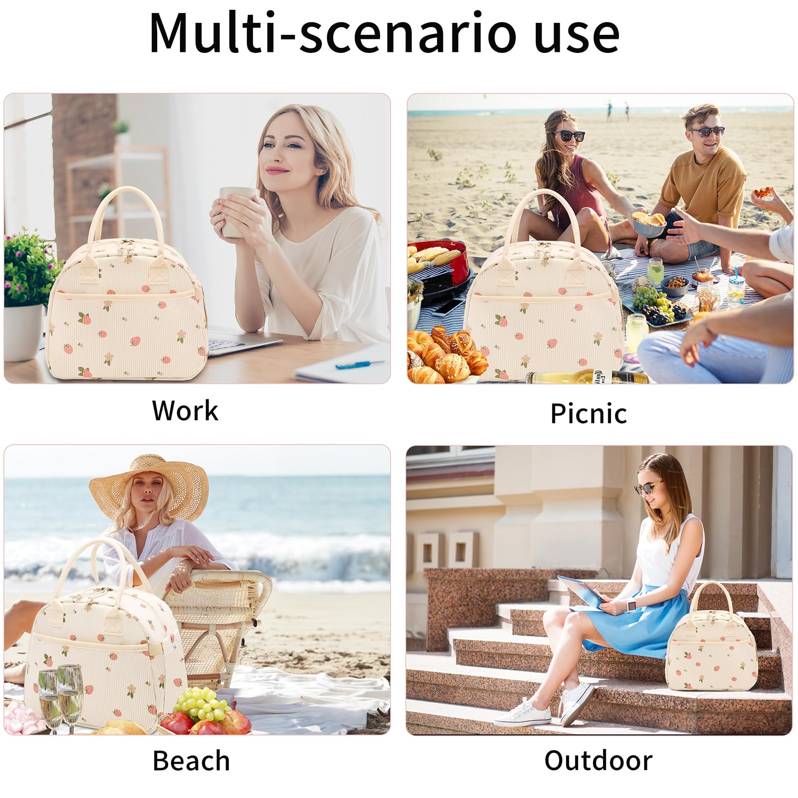 Carry bloom lunch box side pocket holds drinks or water bottle