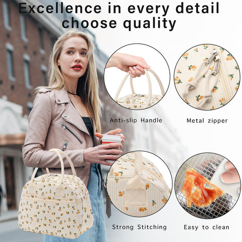 Carry bloom lunch bag's waterproof exterior cleans easily.