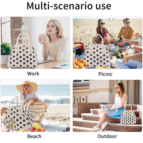 Carry bloom large-capacity lunch bag fits containers, sandwiches, and snacks.
