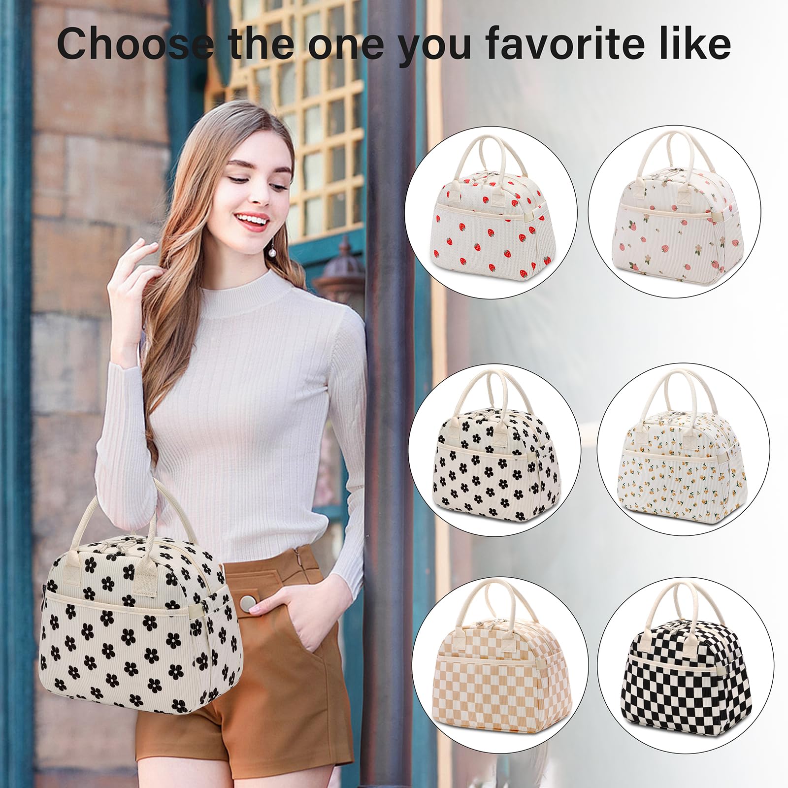 Carry bloom multi-use lunch bag for work, picnics, beach trips.