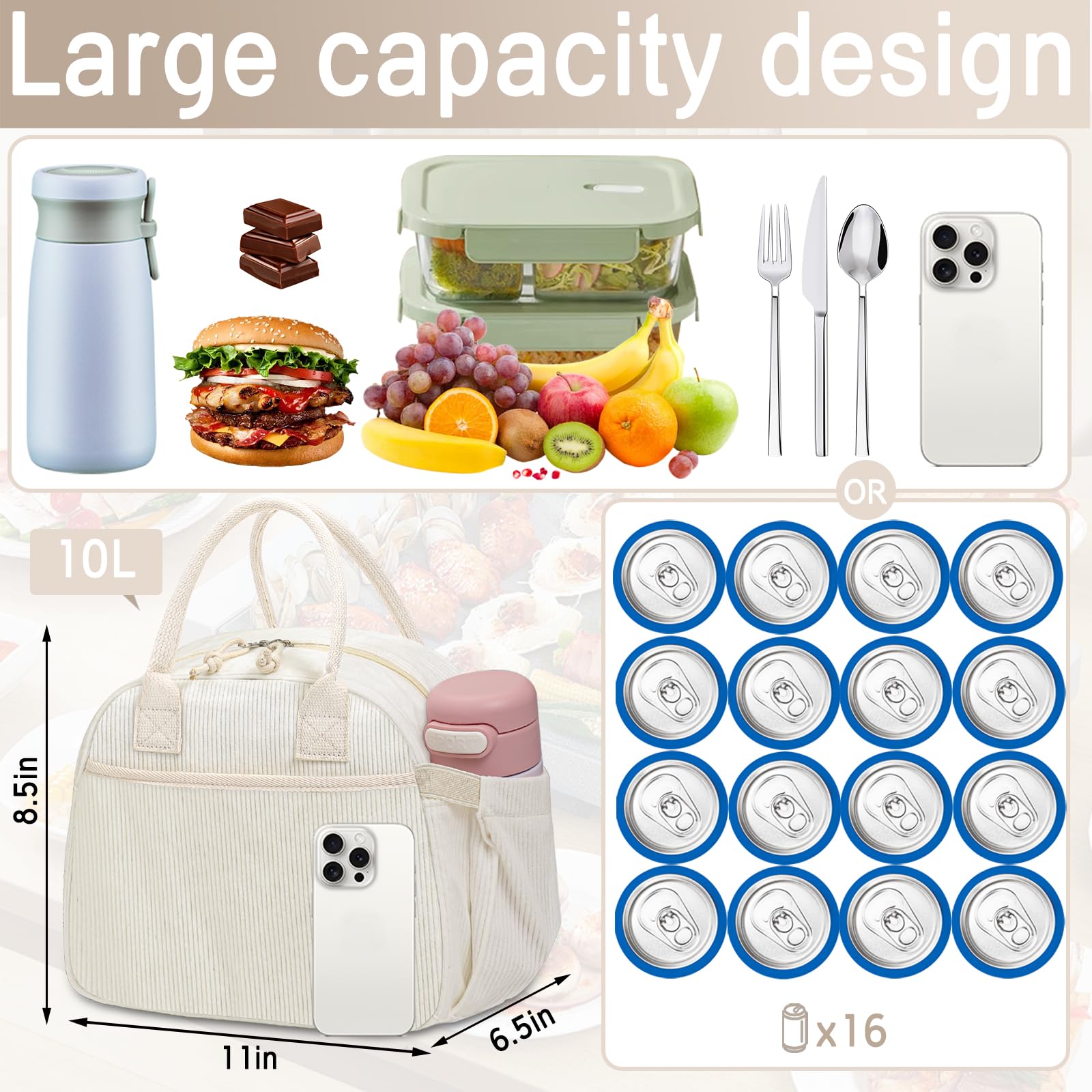 Carry bloom reinforced handles offer sturdy daily carry