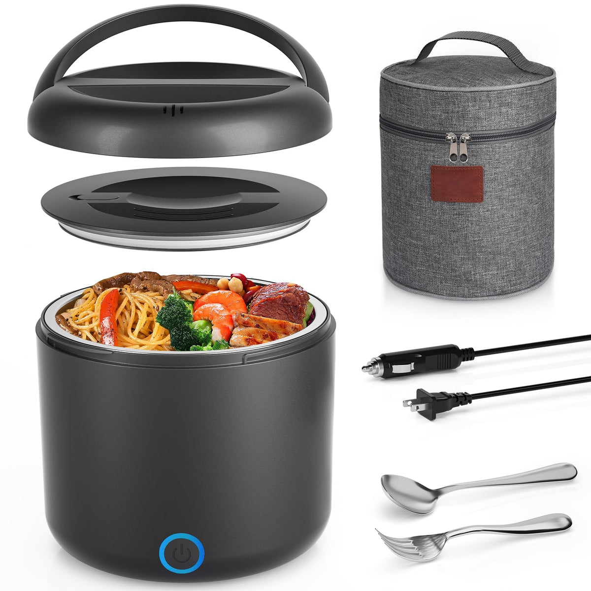 Carsolt electric lunch box showing 42-ounce capacity for on-the-go meals