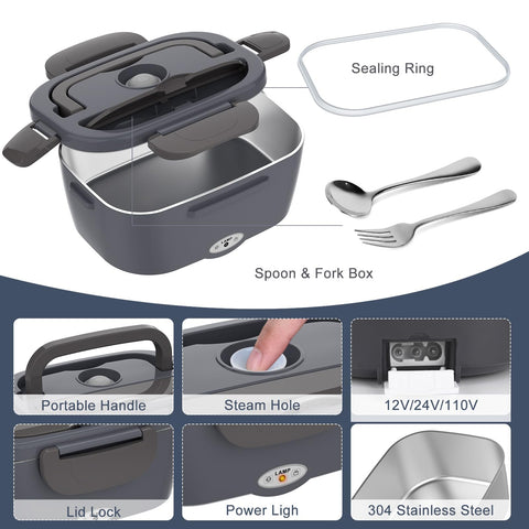 Carsolt lunch box in car environment, illustrating on-the-go heating capability