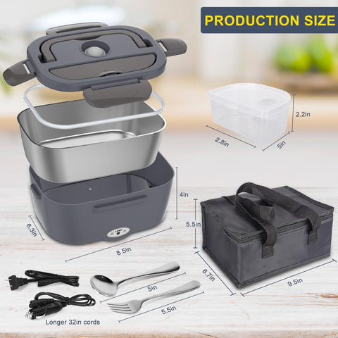 Carsolt electric lunch box inner stainless steel tray ready for fresh meals on the go.