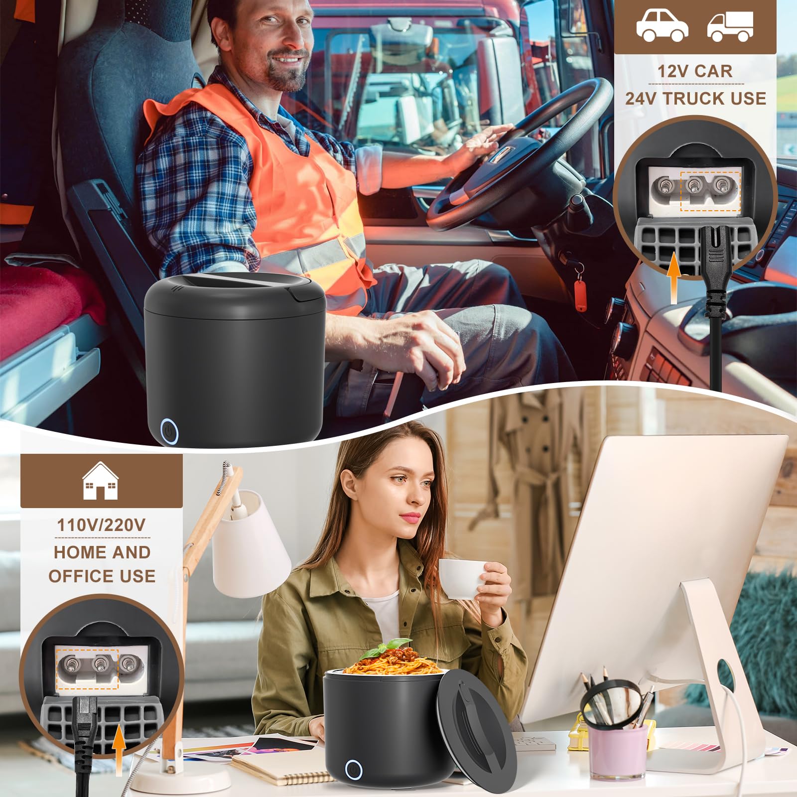 Carsolt lunch box with insulated bag and built-in handle for portability