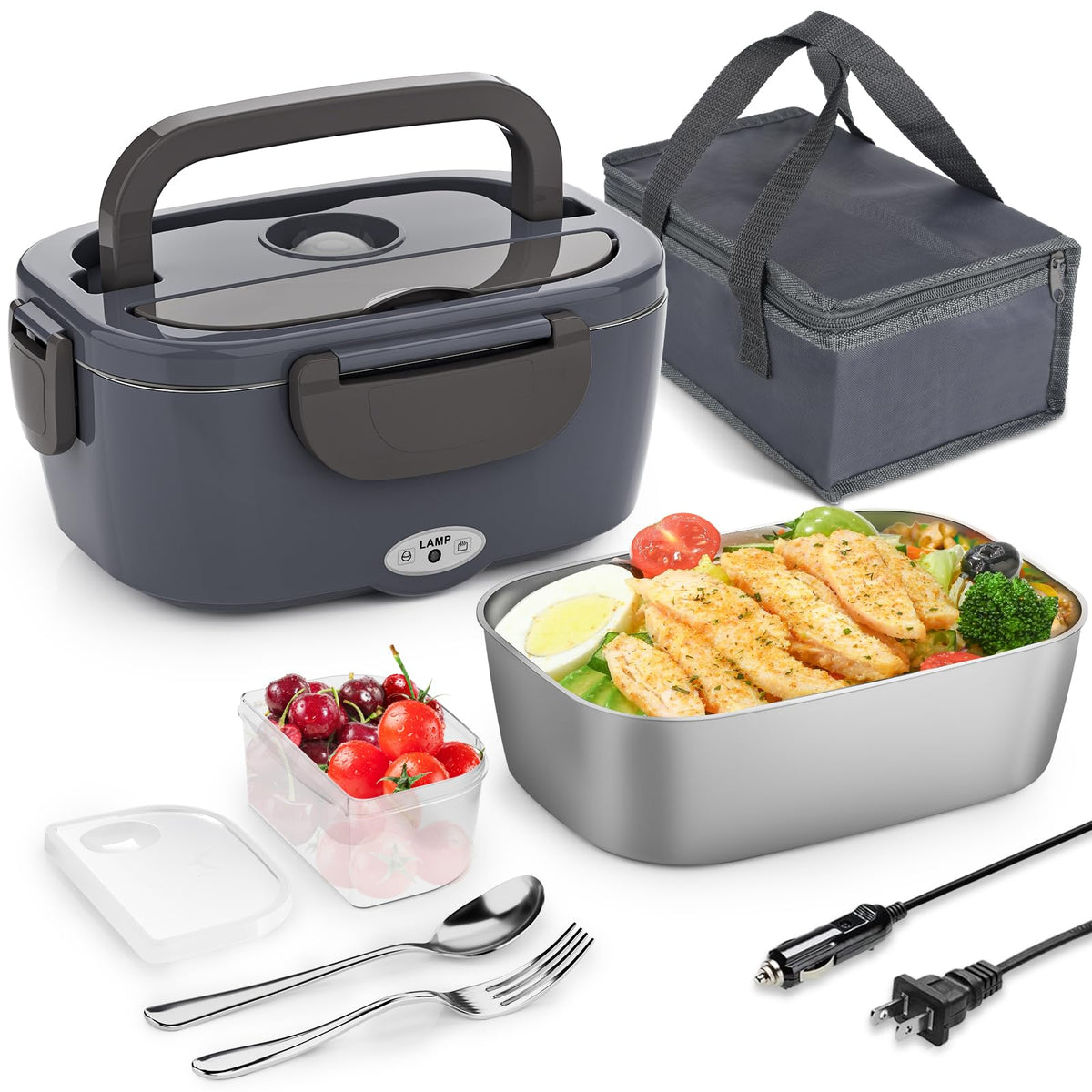 Carsolt electric lunch box outer shell showing compact, portable design for easy transport.