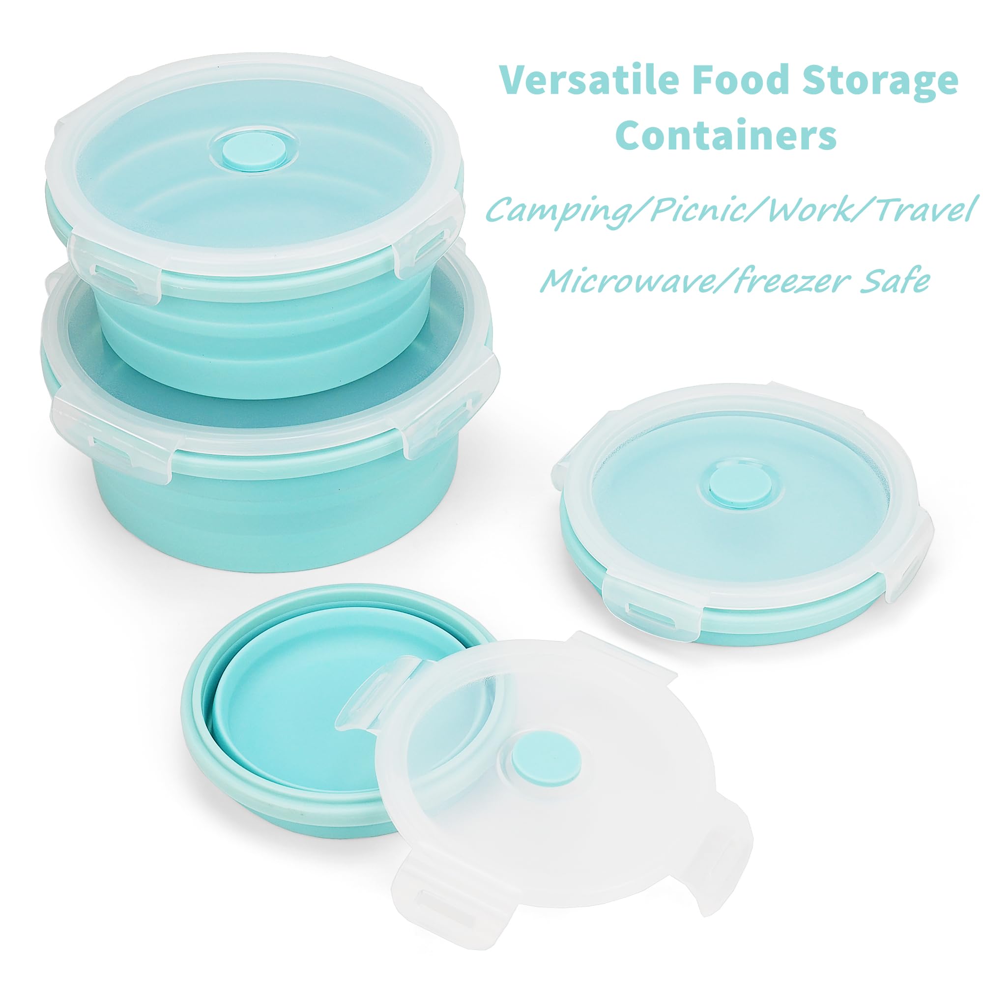 CARTINTS silicone collapsible large container with blue lid for leftovers and meal prep