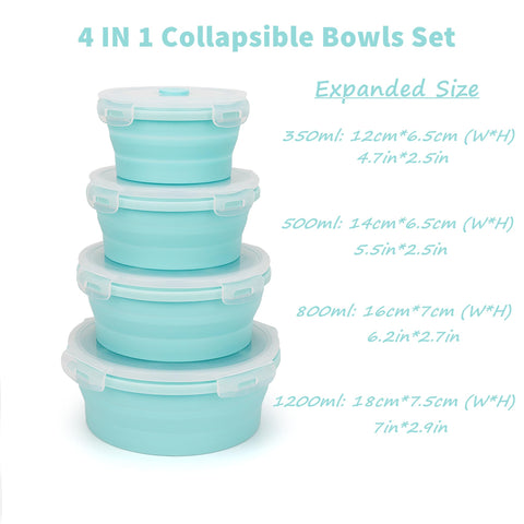 CARTINTS silicone collapsible medium container with blue lid, perfect for snacks and meals