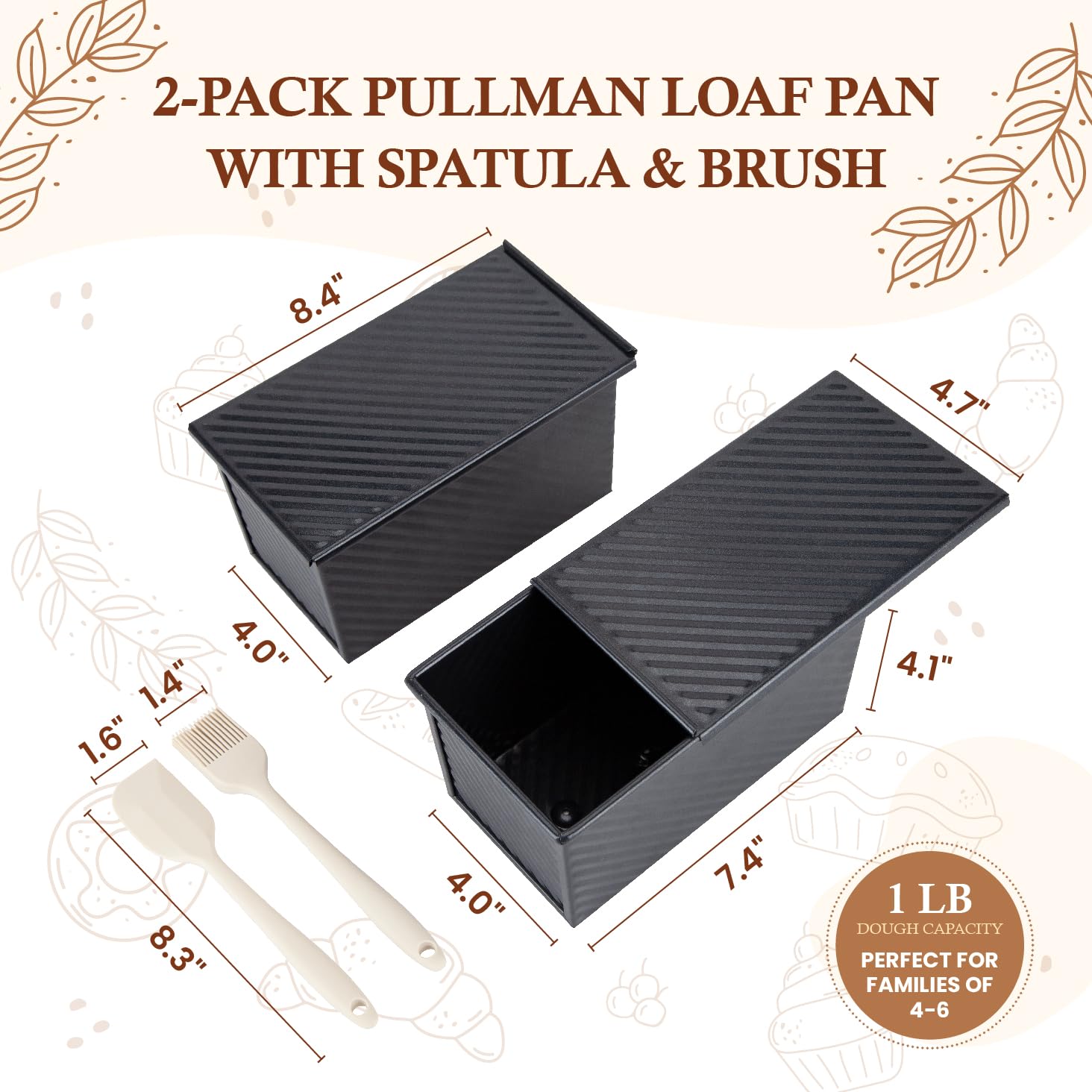 Cartman pullman lid with two pans enables versatile bread shapes and protection.