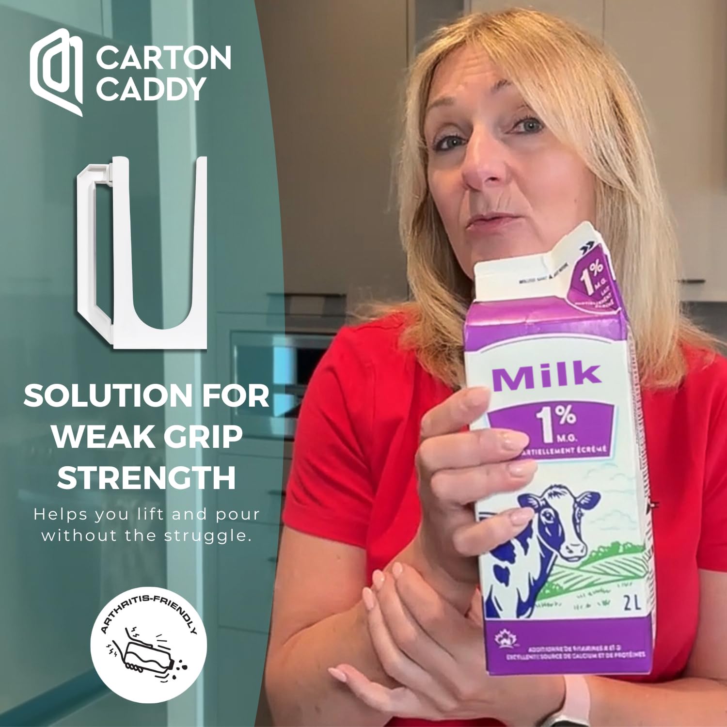 Carton Caddy XL non-slip base prevents slips while pouring.