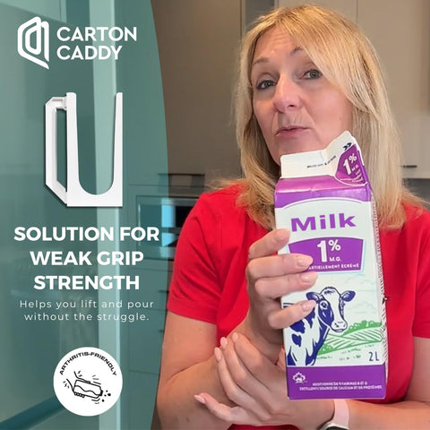 Carton Caddy XL non-slip base prevents slips while pouring.