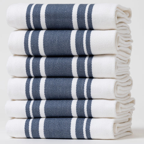 Casa De Lan kitchen towels in blue stripes for versatile drying.